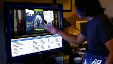 browsing the big-screen digital ebook library