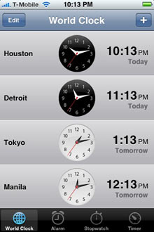 iPhone world clock