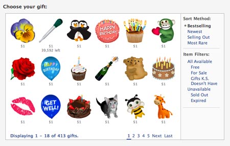 facebook gifts
